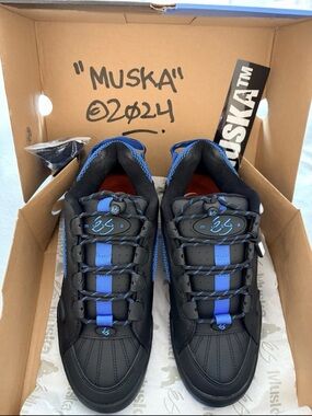 NEW AUTOGRAPHED CHAD MUSKA ES SHOES SIZE 10.5 Signed Box Black & Blue 2024 RARE